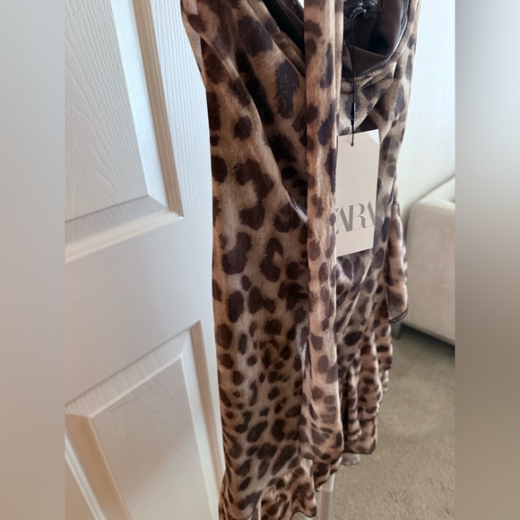 ZARA Leopard Animal Print Tulle Slip Dress – Size M (New with Tags) - Picture 9 of 15